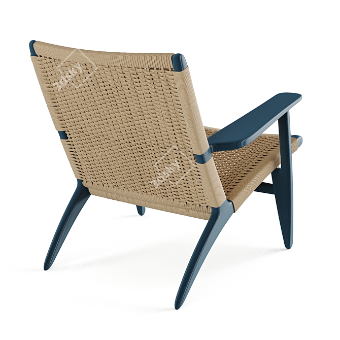 Classic Carl Hansen CH25 Rattan Lounge Chair 3D model image 5