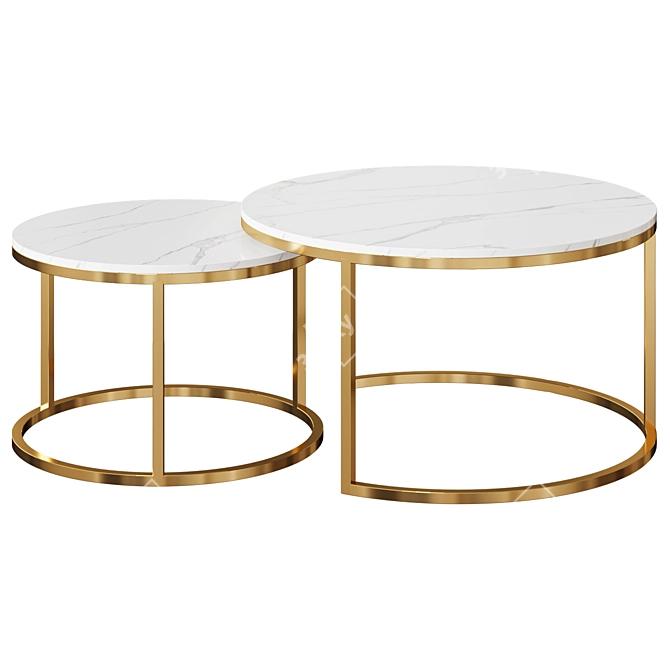 Marble Duo Table Set 3D model image 1