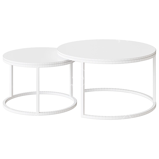 Marble Duo Table Set 3D model image 2