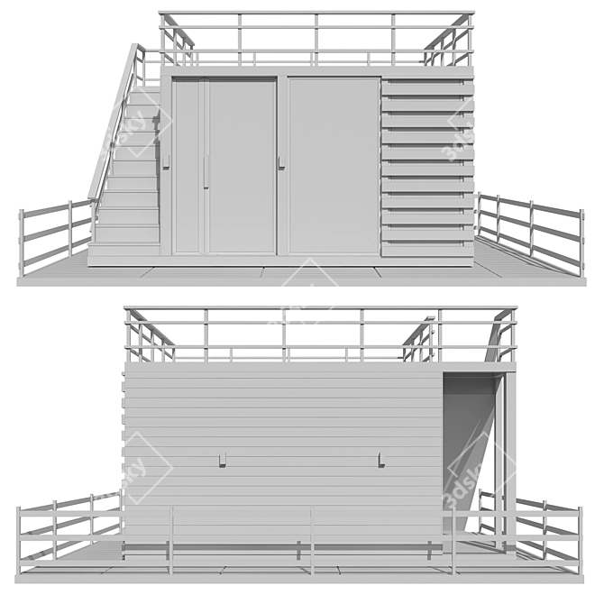 Elevated Elegance: Two-Story Wooden Gazebo 3D model image 4