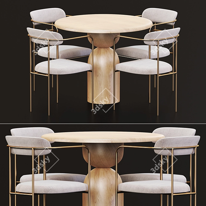 Modern Dining Set 16-Piece 3D model image 1