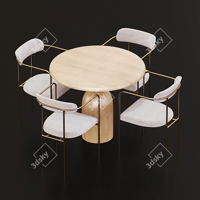 Modern Dining Set 16-Piece 3D model image 2