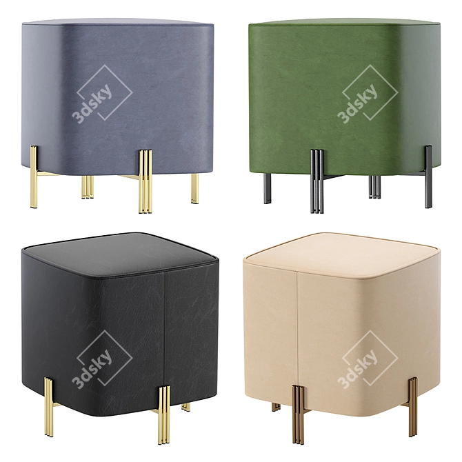 Burnett Leather Stool: Elegant and Versatile Seating 3D model image 2