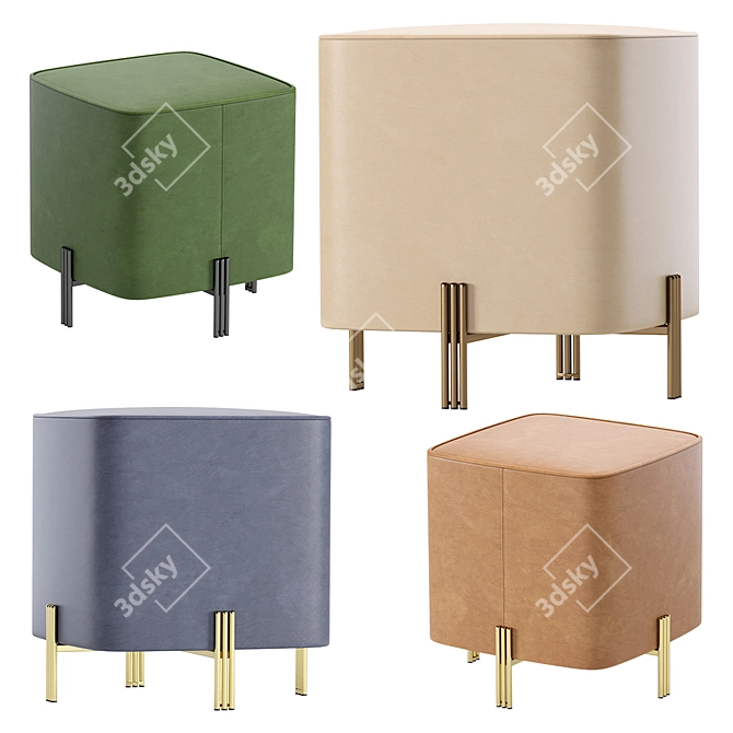 Burnett Leather Stool: Elegant and Versatile Seating 3D model image 4