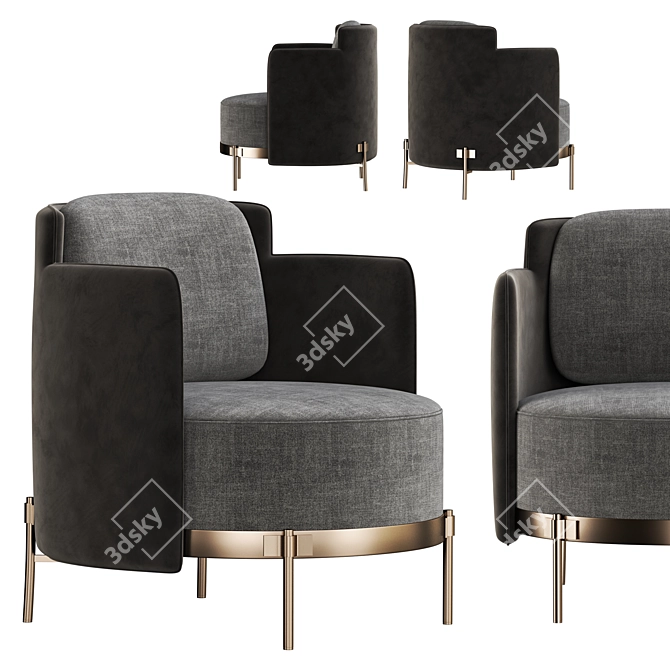 Modern Minotti Tape Armchair: Stylish & Comfortable 3D model image 2