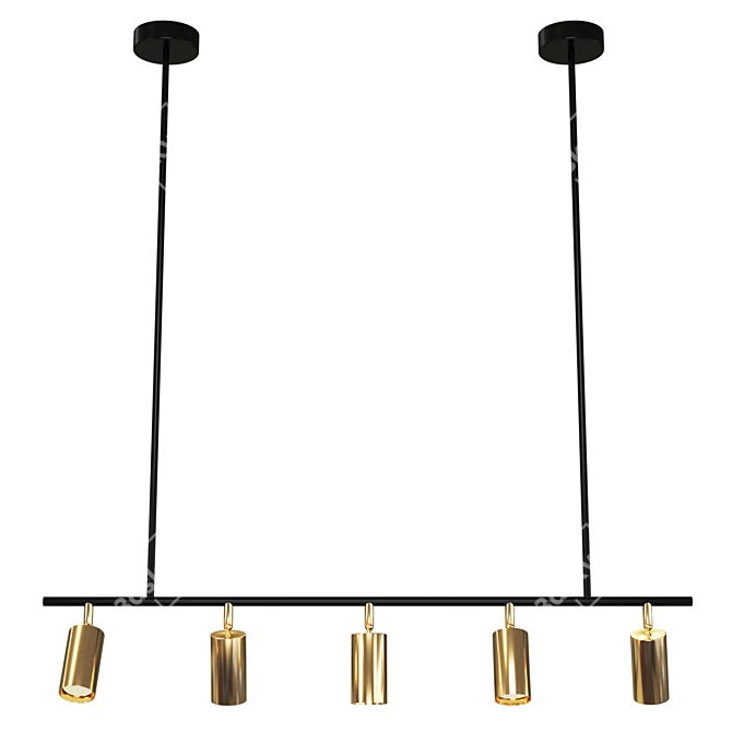 Sleek 5-Light Gold Track Chandelier 3D model image 1