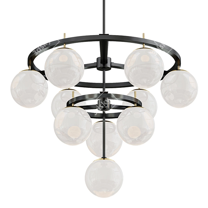 Elegant Alluria Weathered Black Chandelier 3D model image 1