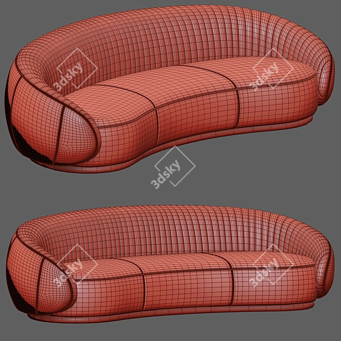 Glamorous Ghidini Curved Sofa 3D model image 2