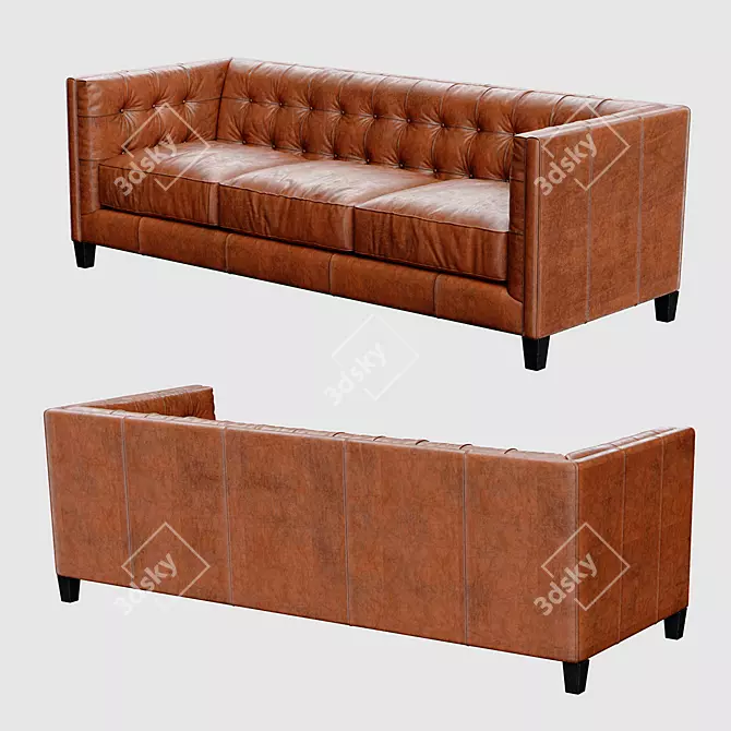 Title: Antique Courtyard Premium Leather Sofa 3D model image 1