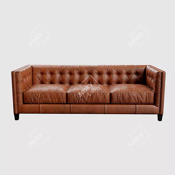 Title: Antique Courtyard Premium Leather Sofa 3D model image 3