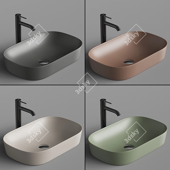 ArtCeram Ghost 65 GHL002 Oval Washbasin 3D model image 2