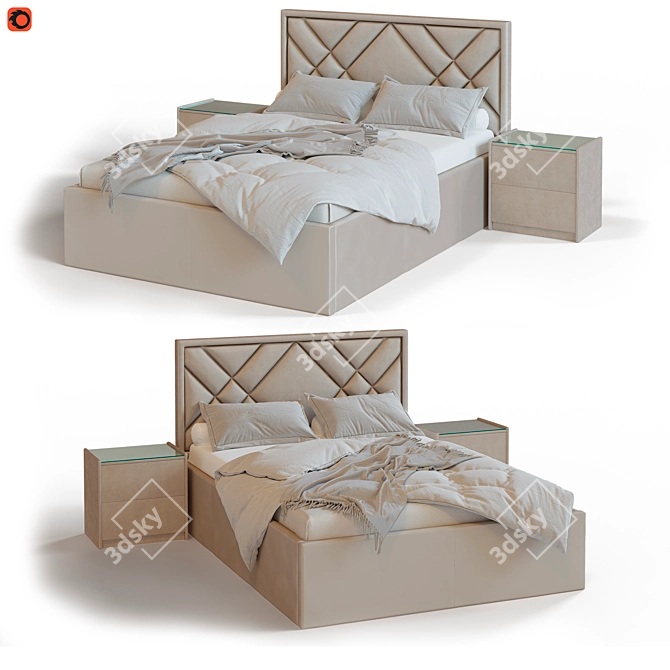 Malta Bed with TM450 Nightstands 3D model image 3