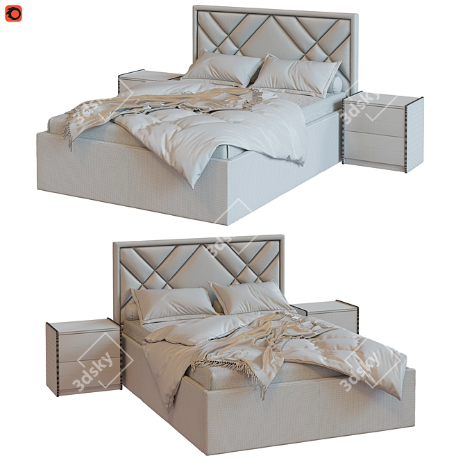 Malta Bed with TM450 Nightstands 3D model image 13