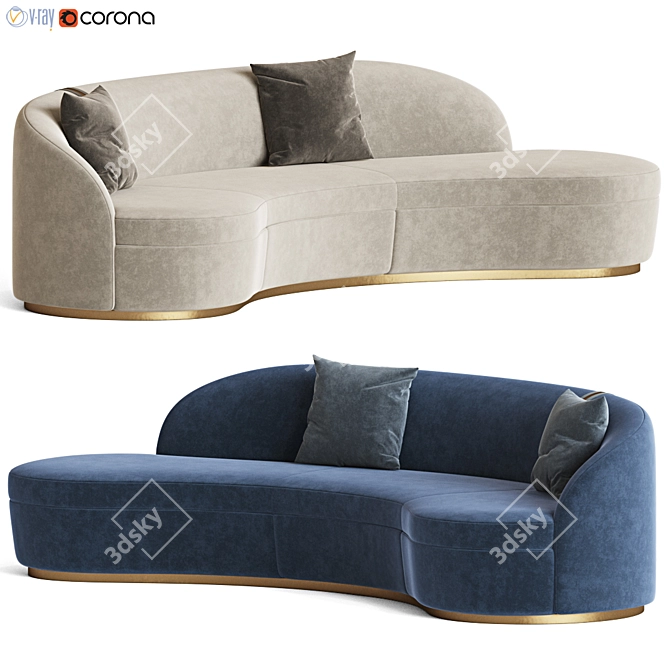 Elegant Curved Sofa: Otium Capital Collection 3D model image 1