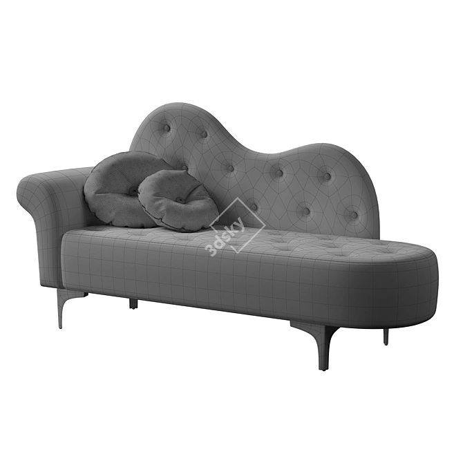 Velvet Green Button Tufted Chaise Lounge 3D model image 2