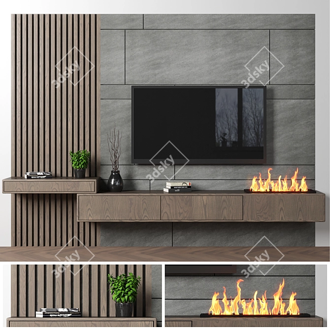 Versatile TV Wall: High-Quality Design & Editable 3D model image 1