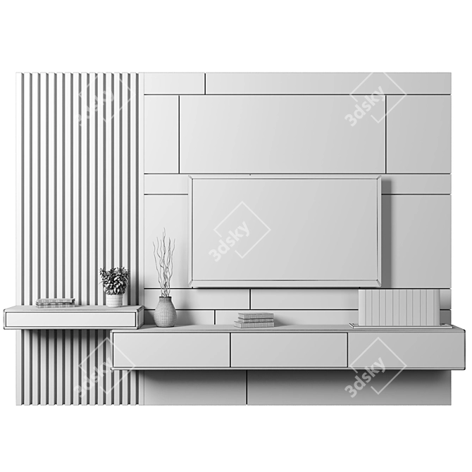 Versatile TV Wall: High-Quality Design & Editable 3D model image 5