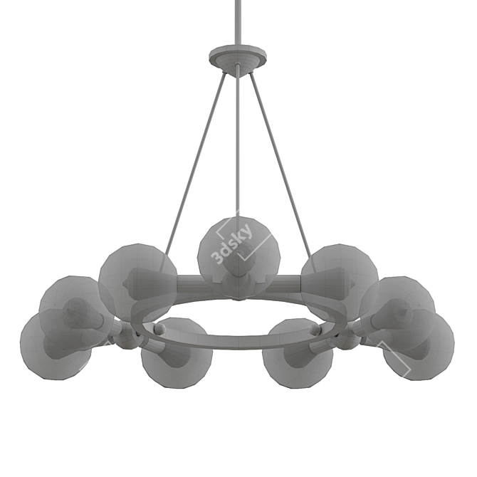 Sleek Nickel 9-Light Chandelier 3D model image 2