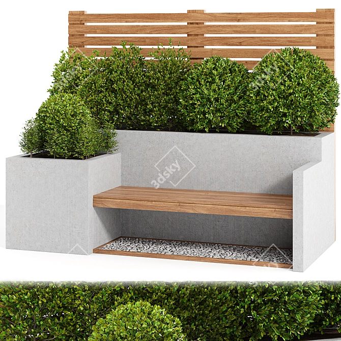 Urban Green Bench: Enhance Your Space 3D model image 1