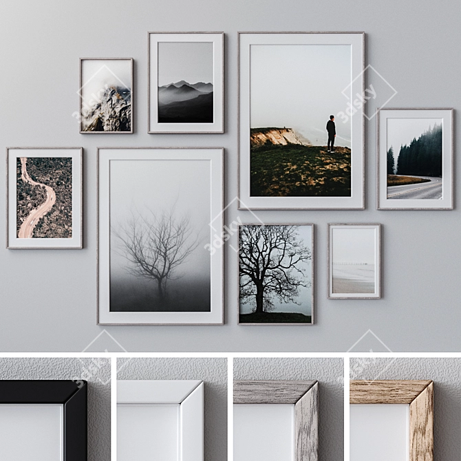 Versatile Set of 1256 Photo Frames 3D model image 1