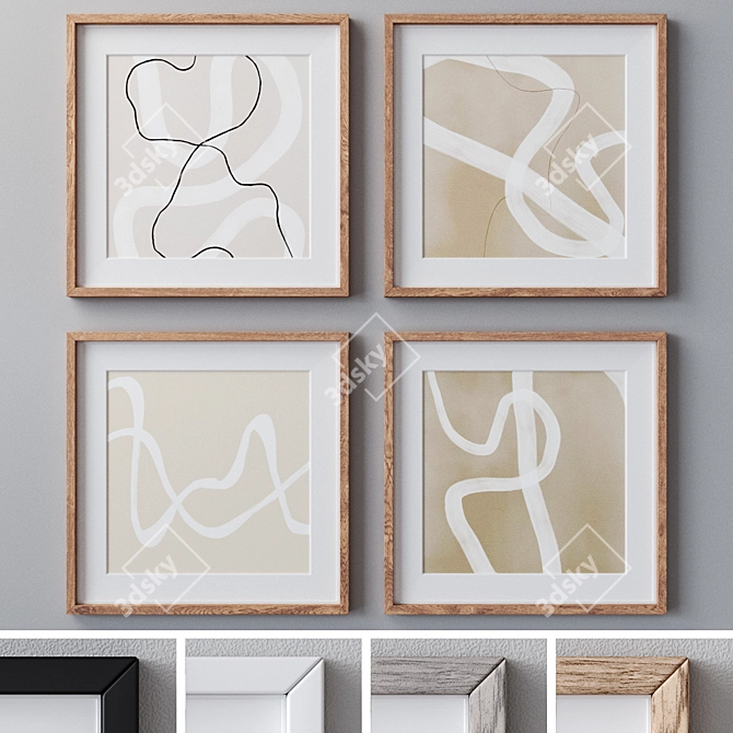 Multicolor Wooden Photo Frames Set 3D model image 1