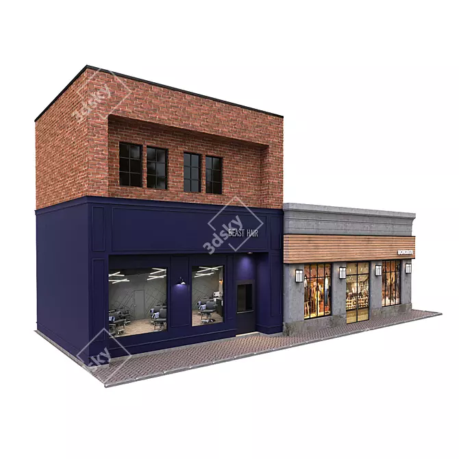 Modern Barbershop Boutique: Polygonal Design 3D model image 3