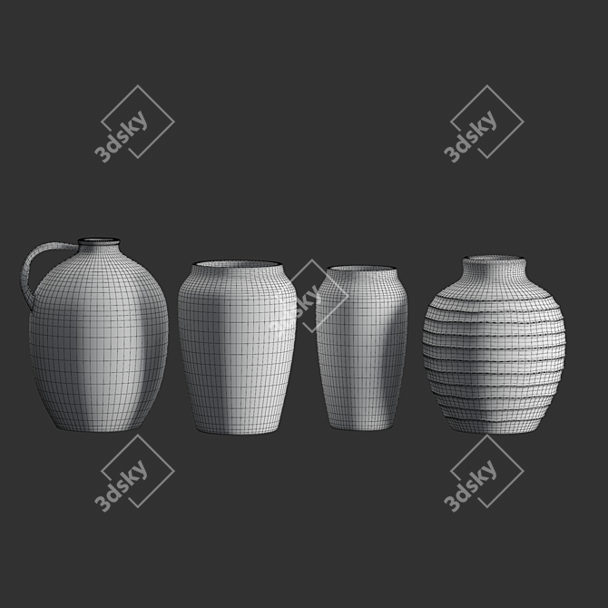 Artisan Ceramic Vases: Handcrafted Elegance 3D model image 5