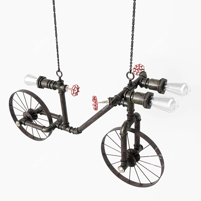 Loft Bicycle Chandelier: Stylish Hanging Lamp 3D model image 1