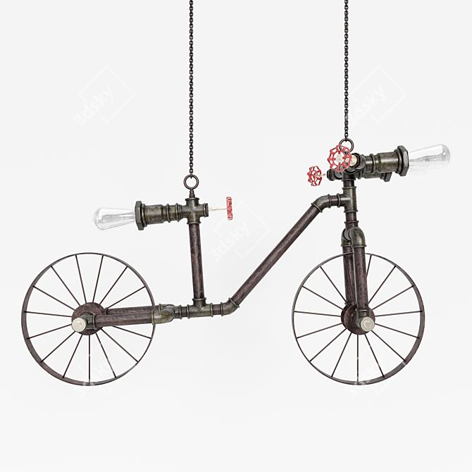 Loft Bicycle Chandelier: Stylish Hanging Lamp 3D model image 2