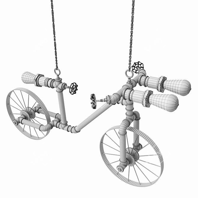 Loft Bicycle Chandelier: Stylish Hanging Lamp 3D model image 4