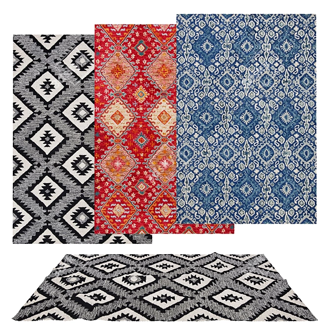 Versatile Set of 6 3D Rugs 3D model image 1