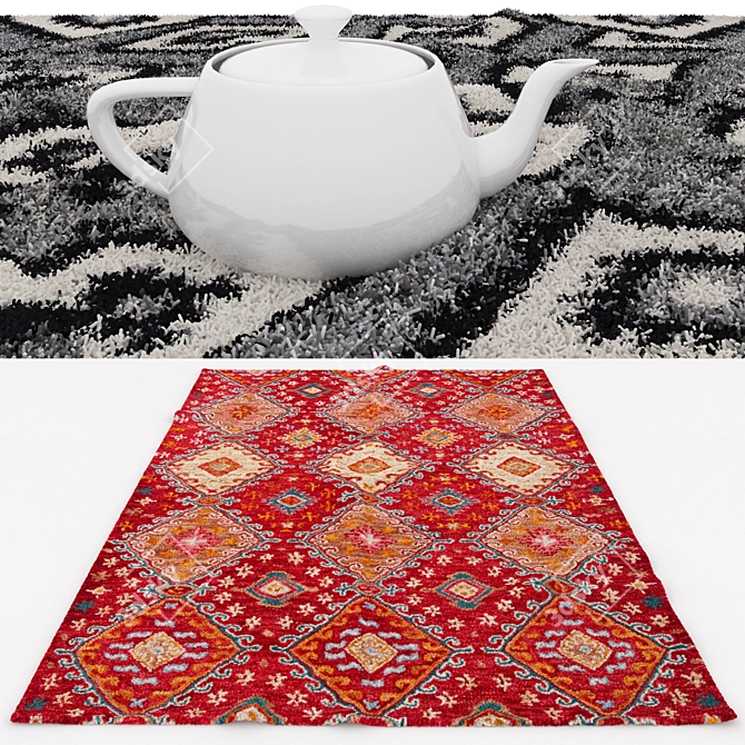 Versatile Set of 6 3D Rugs 3D model image 3