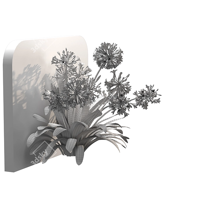 Elegant Agapanthus Wall Model 3D model image 7