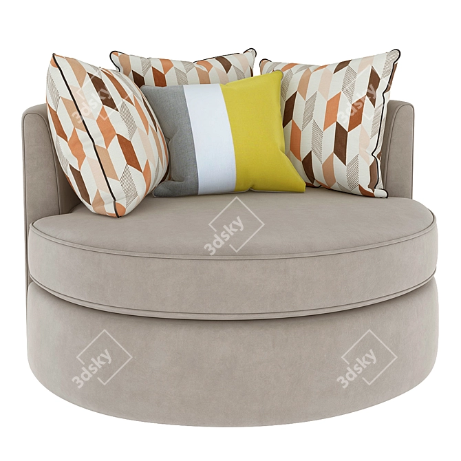 Contemporary Gray Swivel Accent Chair 3D model image 2