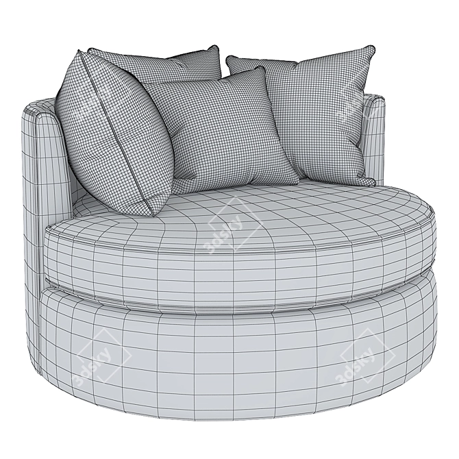 Contemporary Gray Swivel Accent Chair 3D model image 3