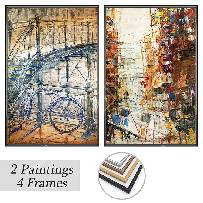 Gallery Art Set: Wall Paintings & Frames 3D model image 1