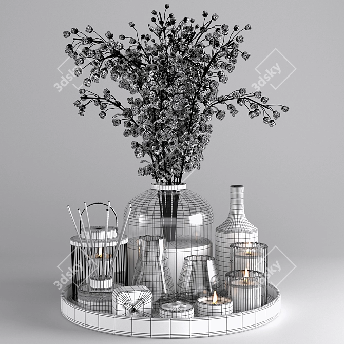 Floral Tray Decor Set 3D model image 6