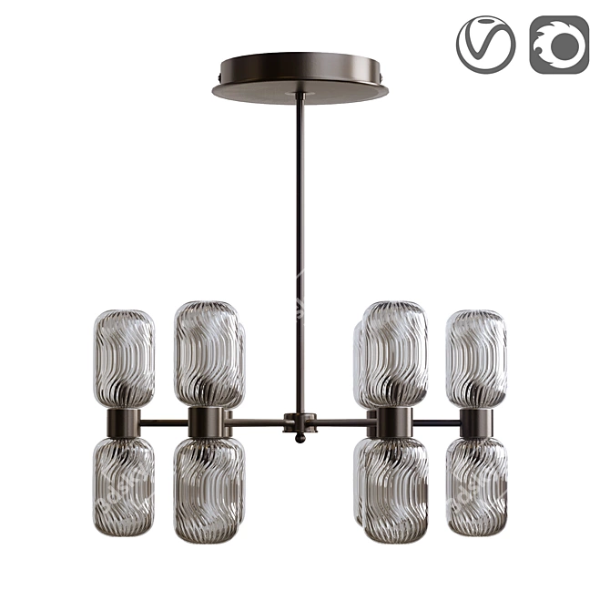 Sleek Metallic Glass Lamp, Jamy 3D model image 1