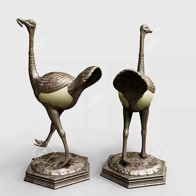 Elegant Ostrich Egg Sculptures 3D model image 2