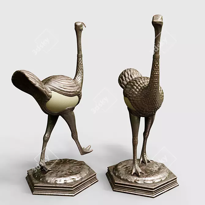 Elegant Ostrich Egg Sculptures 3D model image 3