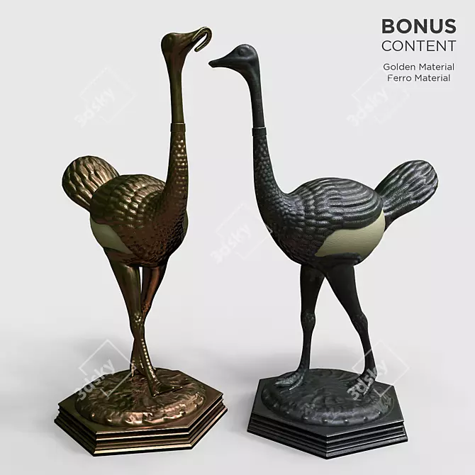 Elegant Ostrich Egg Sculptures 3D model image 4