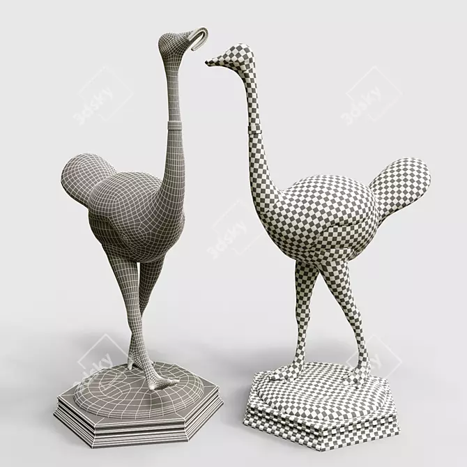 Elegant Ostrich Egg Sculptures 3D model image 5