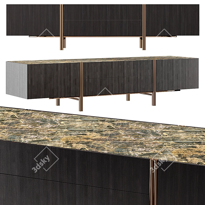 Modern Compact Cabinet Edge TV Stand 3D model image 1