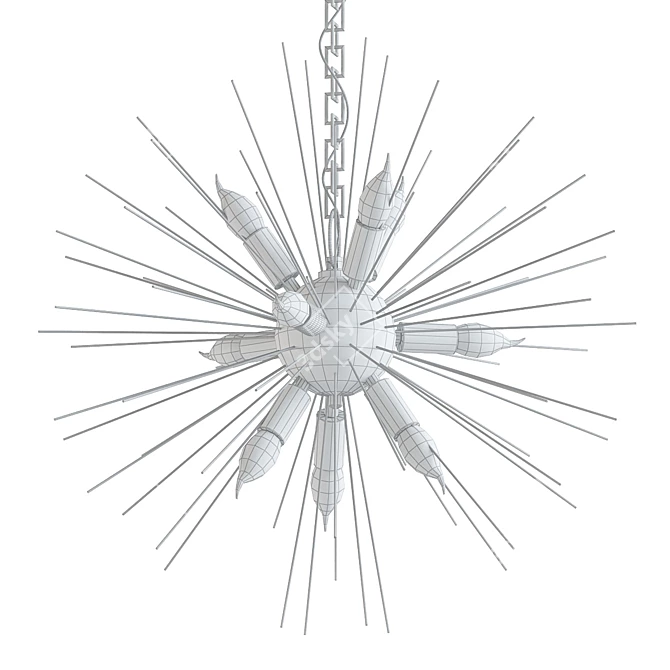 Brass Starburst Pendant Chandelier 3D model image 2