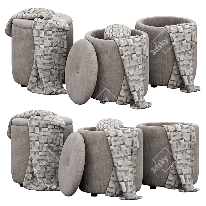 Elegant Siabella Pouf by Bloomingville 3D model image 1