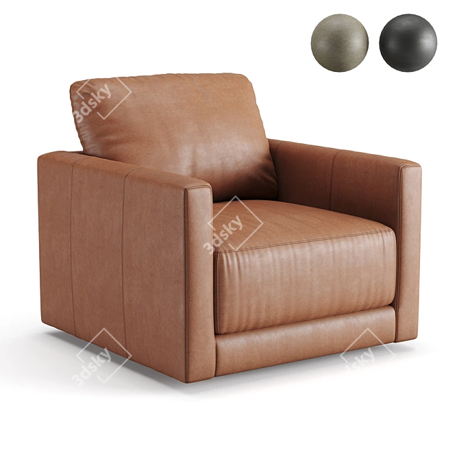 Petite Leather Swivel Chair 3D model image 1