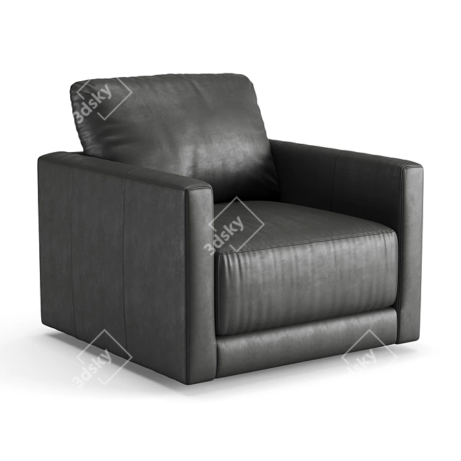 Petite Leather Swivel Chair 3D model image 3