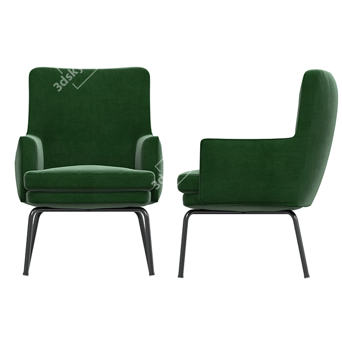 Elegant Bisma Armchair - Dark Green 3D model image 1