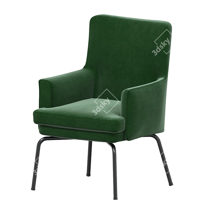 Elegant Bisma Armchair - Dark Green 3D model image 2