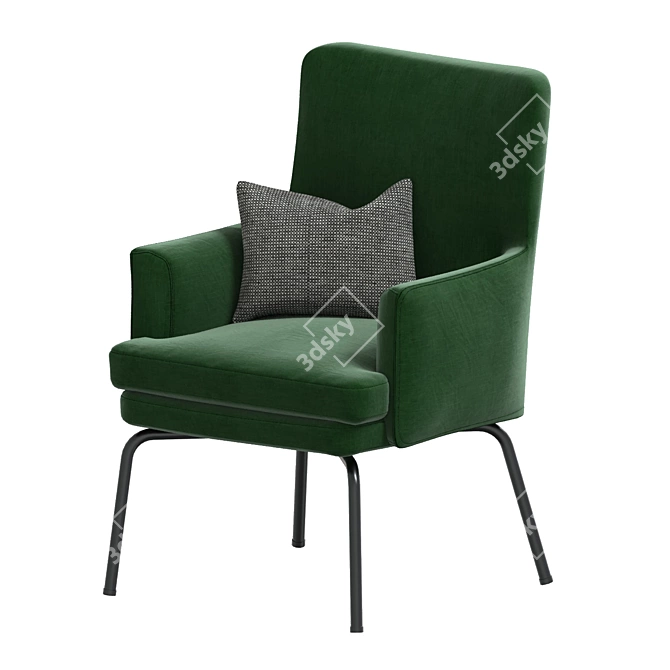 Elegant Bisma Armchair - Dark Green 3D model image 4